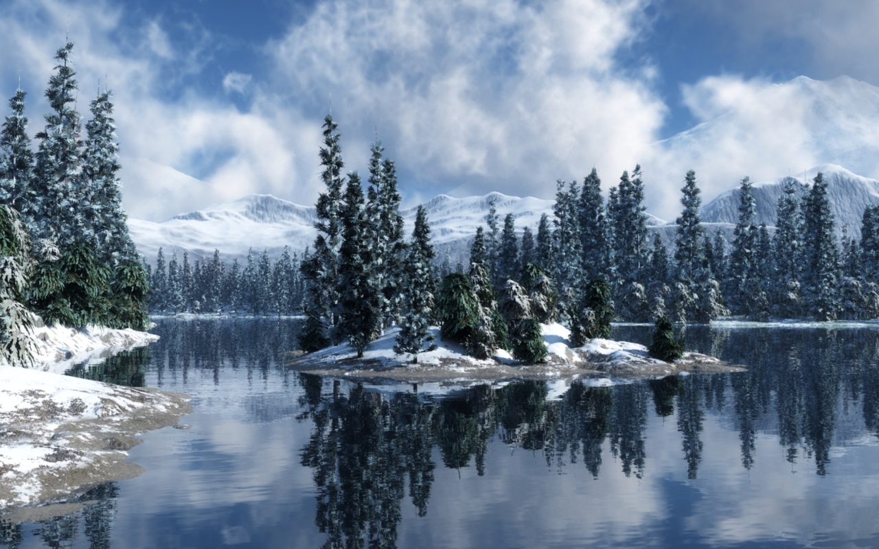 Das Blue Winter Landscape Wallpaper 1280x800