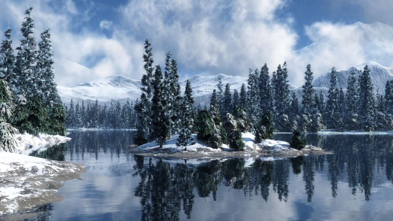 Screenshot №1 pro téma Blue Winter Landscape 1366x768