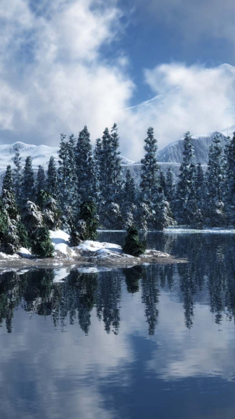 Fondo de pantalla Blue Winter Landscape 750x1334