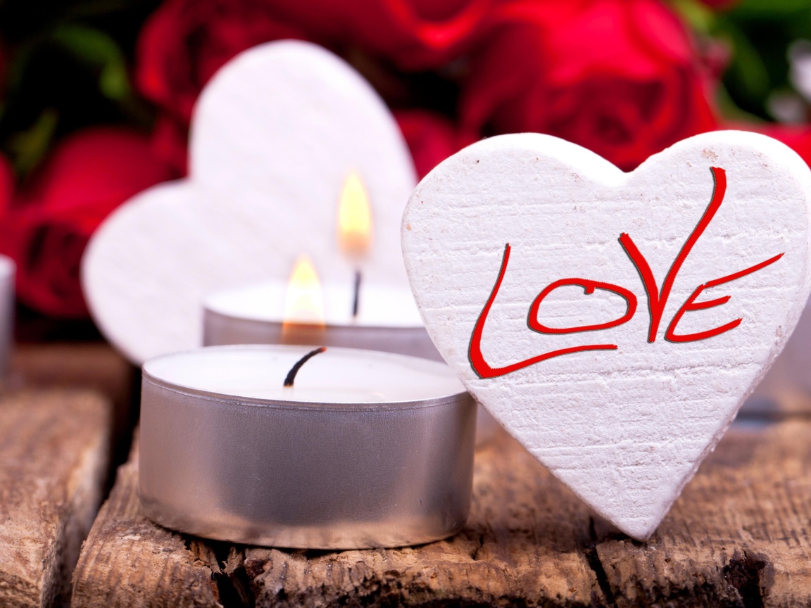 Fondo de pantalla Love Heart And Candles 1152x864