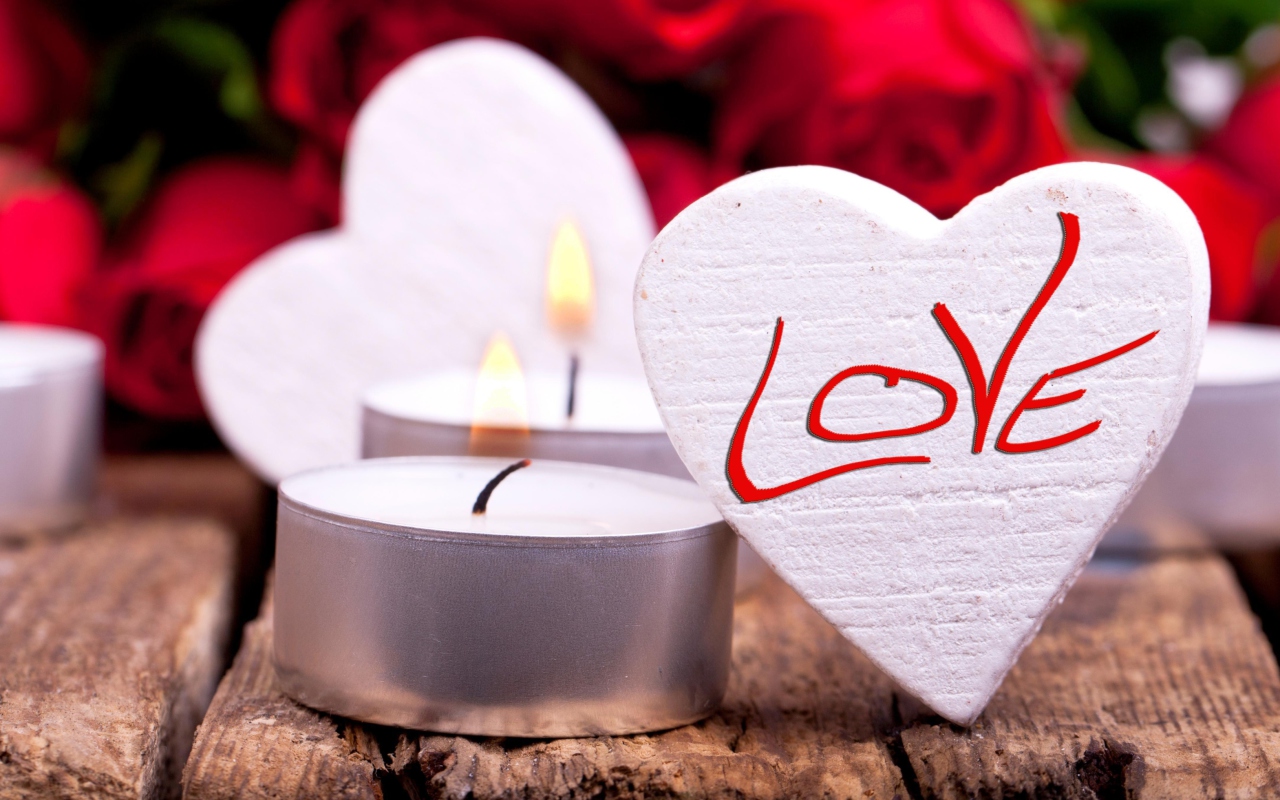 Das Love Heart And Candles Wallpaper 1280x800