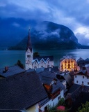 Обои Hallstatt Austria Mist City 128x160