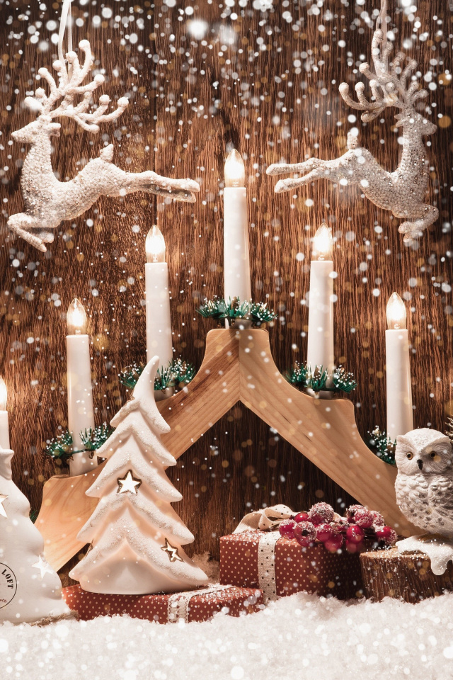 Das Christmas Candles Wallpaper 640x960