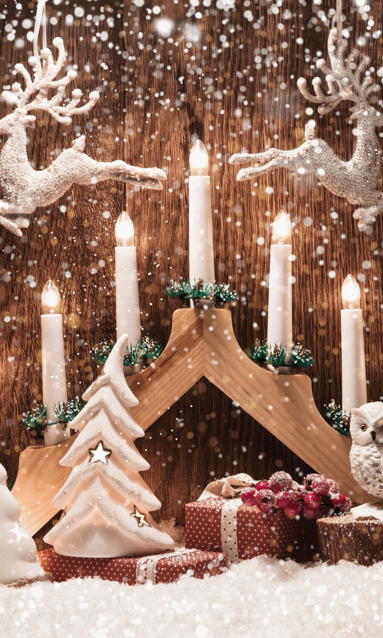 Das Christmas Candles Wallpaper 768x1280