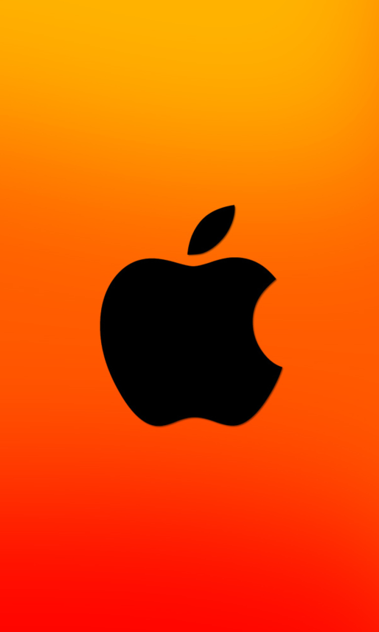 Обои Apple Logo Orange 768x1280