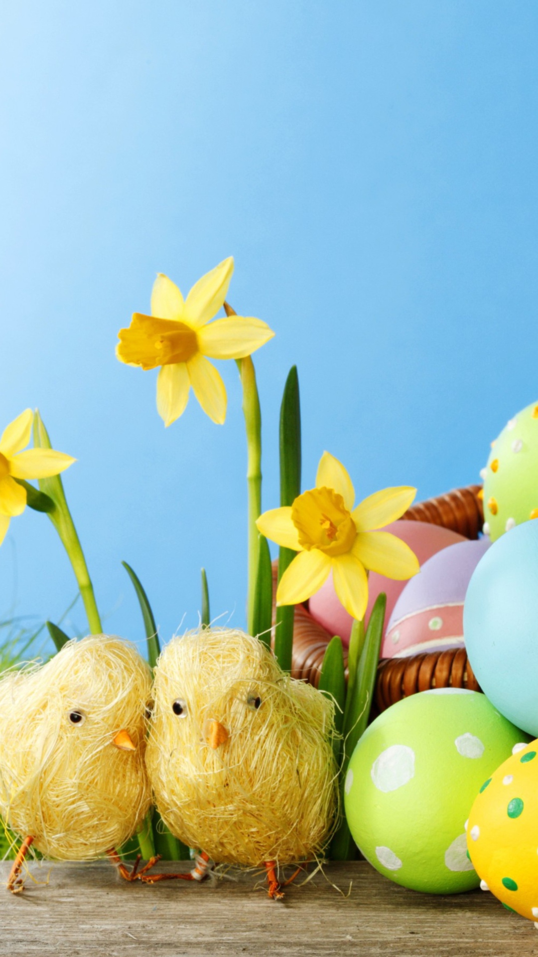 Yellow Easter Chickens wallpaper 1080x1920