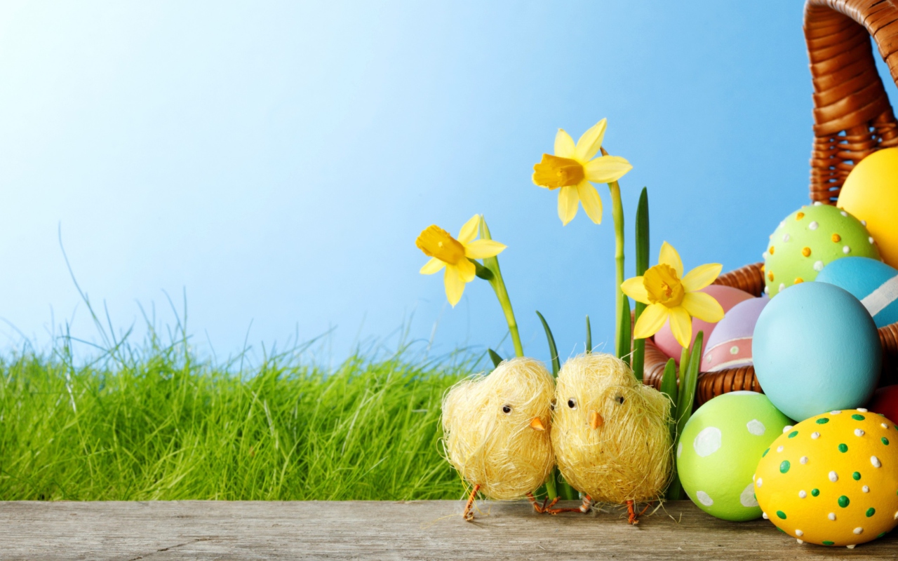 Screenshot №1 pro téma Yellow Easter Chickens 1280x800