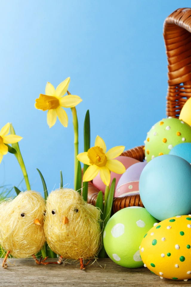 Fondo de pantalla Yellow Easter Chickens 640x960