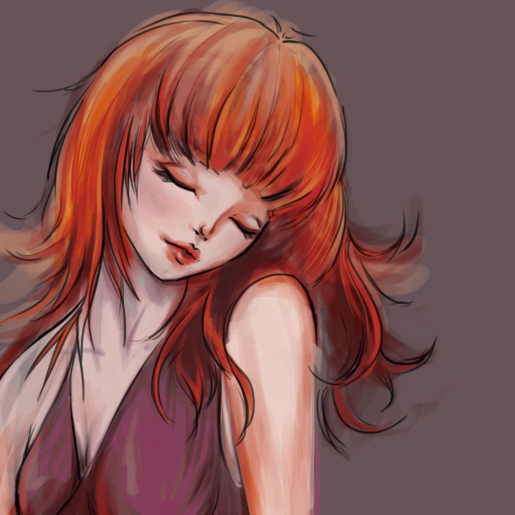 Обои Redhead Girl Painting 1024x1024