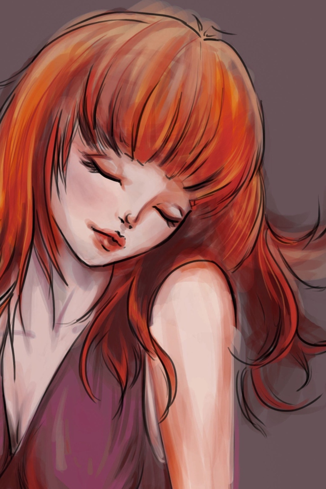 Screenshot №1 pro téma Redhead Girl Painting 640x960