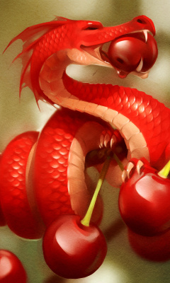 Dragon with Cherry wallpaper 240x400