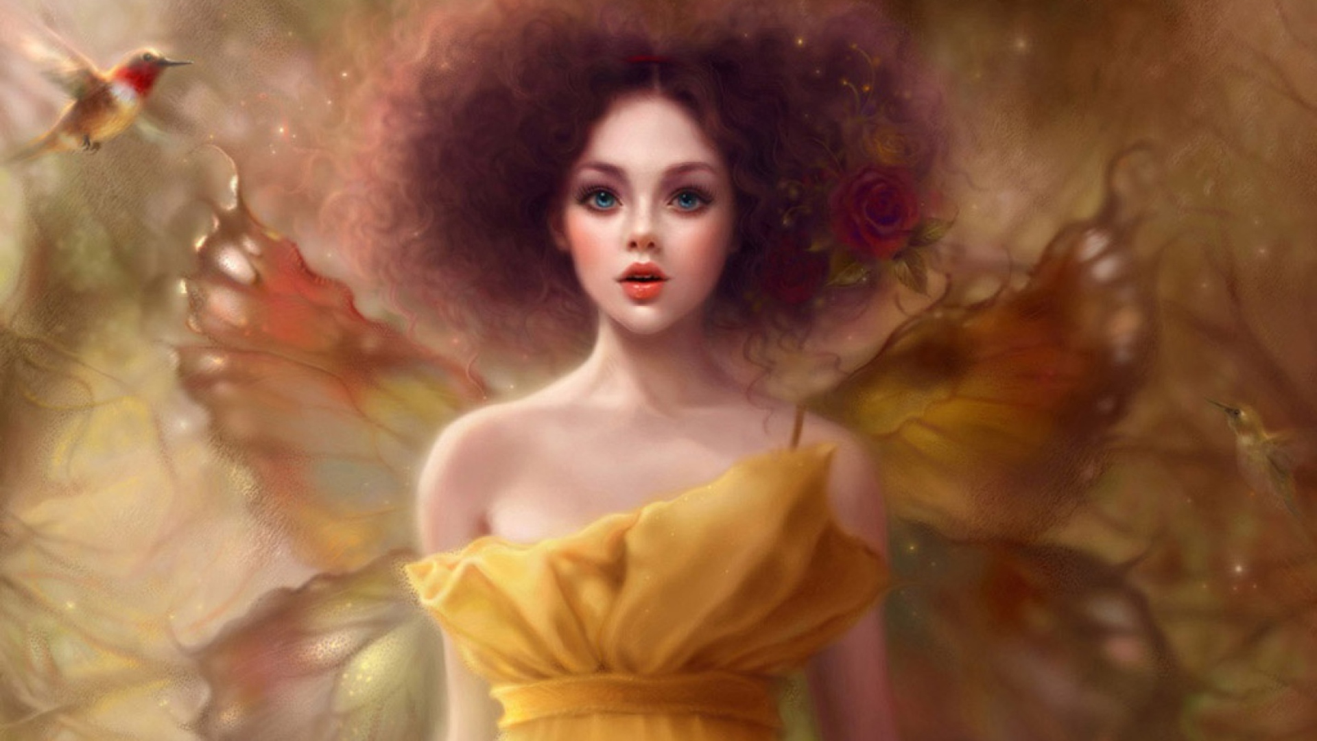 Fondo de pantalla Fairy In Yellow Dress 1920x1080