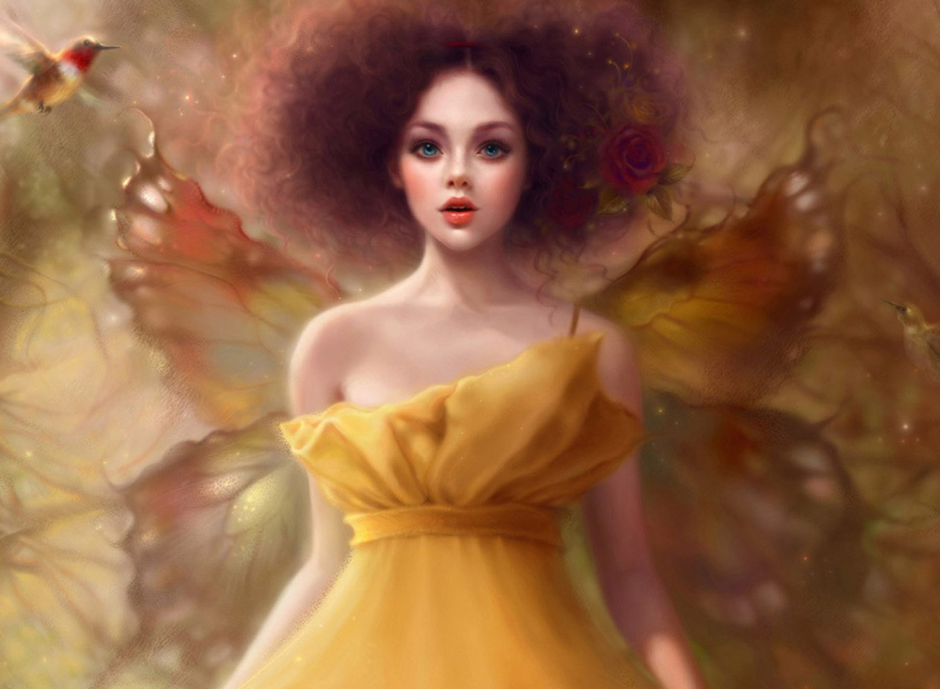 Обои Fairy In Yellow Dress 1920x1408