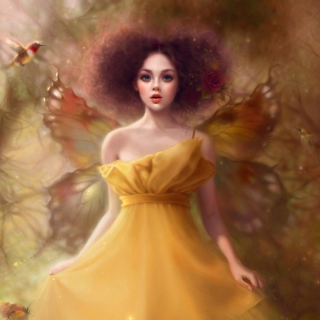 Kostenloses Fairy In Yellow Dress Wallpaper für 128x128