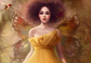 Fairy In Yellow Dress Picture for Android, iPhone and iPad