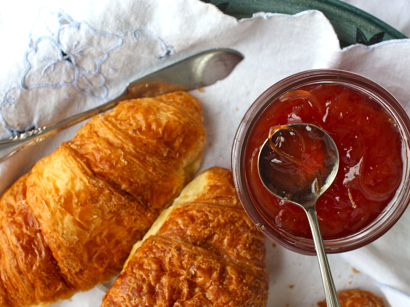 Fondo de pantalla Croissants and Jam 1600x1200