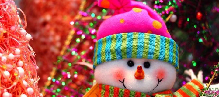Sfondi Cute Bright Christmas Snowman 720x320