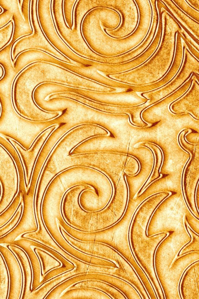 Gold sprigs pattern wallpaper 640x960
