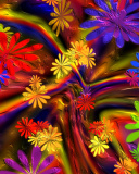 Screenshot №1 pro téma Colorful paint flowers 128x160