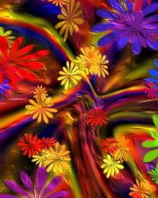 Das Colorful paint flowers Wallpaper 176x220