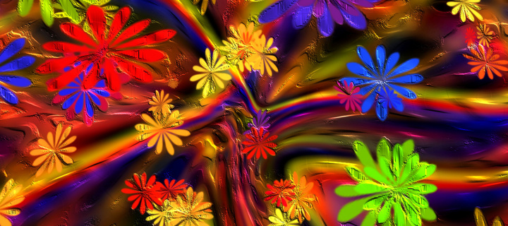 Sfondi Colorful paint flowers 720x320