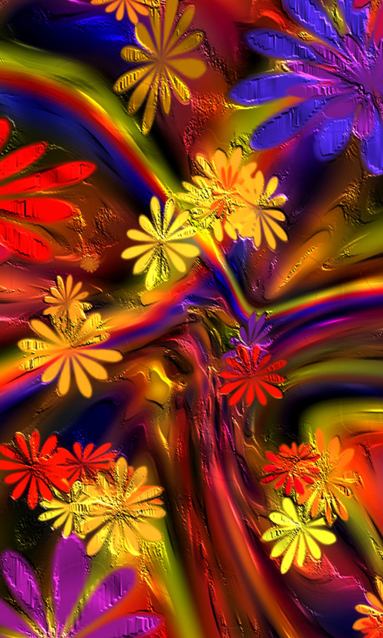 Screenshot №1 pro téma Colorful paint flowers 768x1280