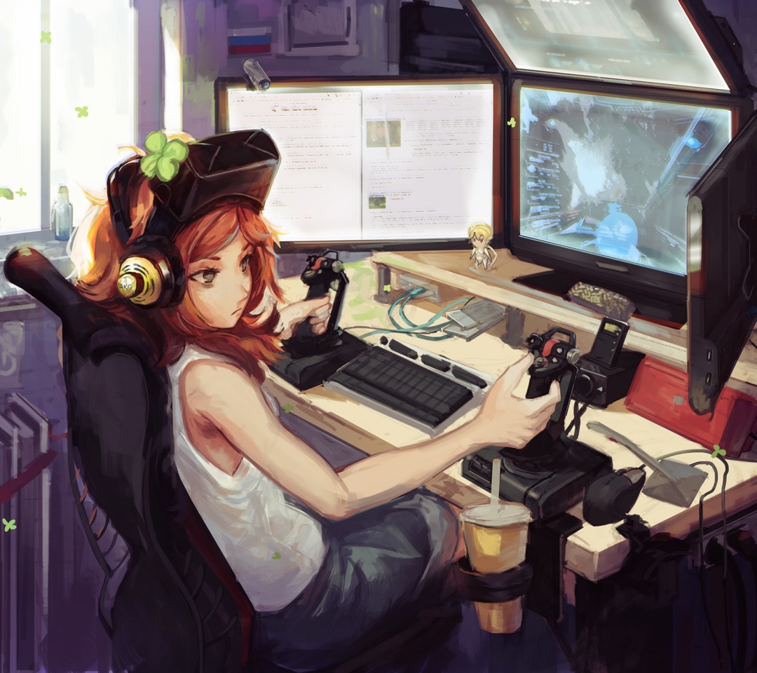 Fondo de pantalla Anime Girl Gamer 1080x960