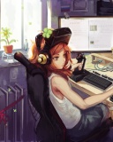 Fondo de pantalla Anime Girl Gamer 128x160