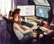 Fondo de pantalla Anime Girl Gamer 176x144
