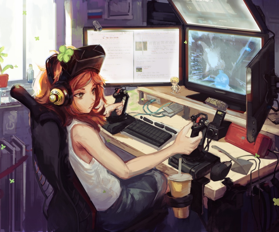 Обои Anime Girl Gamer 960x800