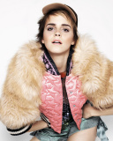 Emma Watson in furry coat wallpaper 128x160