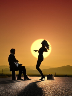 Silhouettes At Sunset wallpaper 240x320