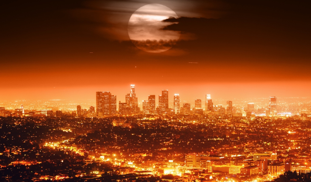 Full Moon Above Los Angeles wallpaper 1024x600