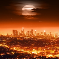 Sfondi Full Moon Above Los Angeles 208x208