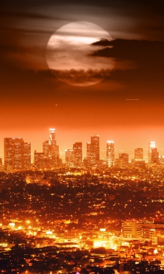 Fondo de pantalla Full Moon Above Los Angeles 240x400