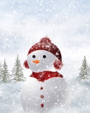 Snowman In Snow wallpaper 128x160