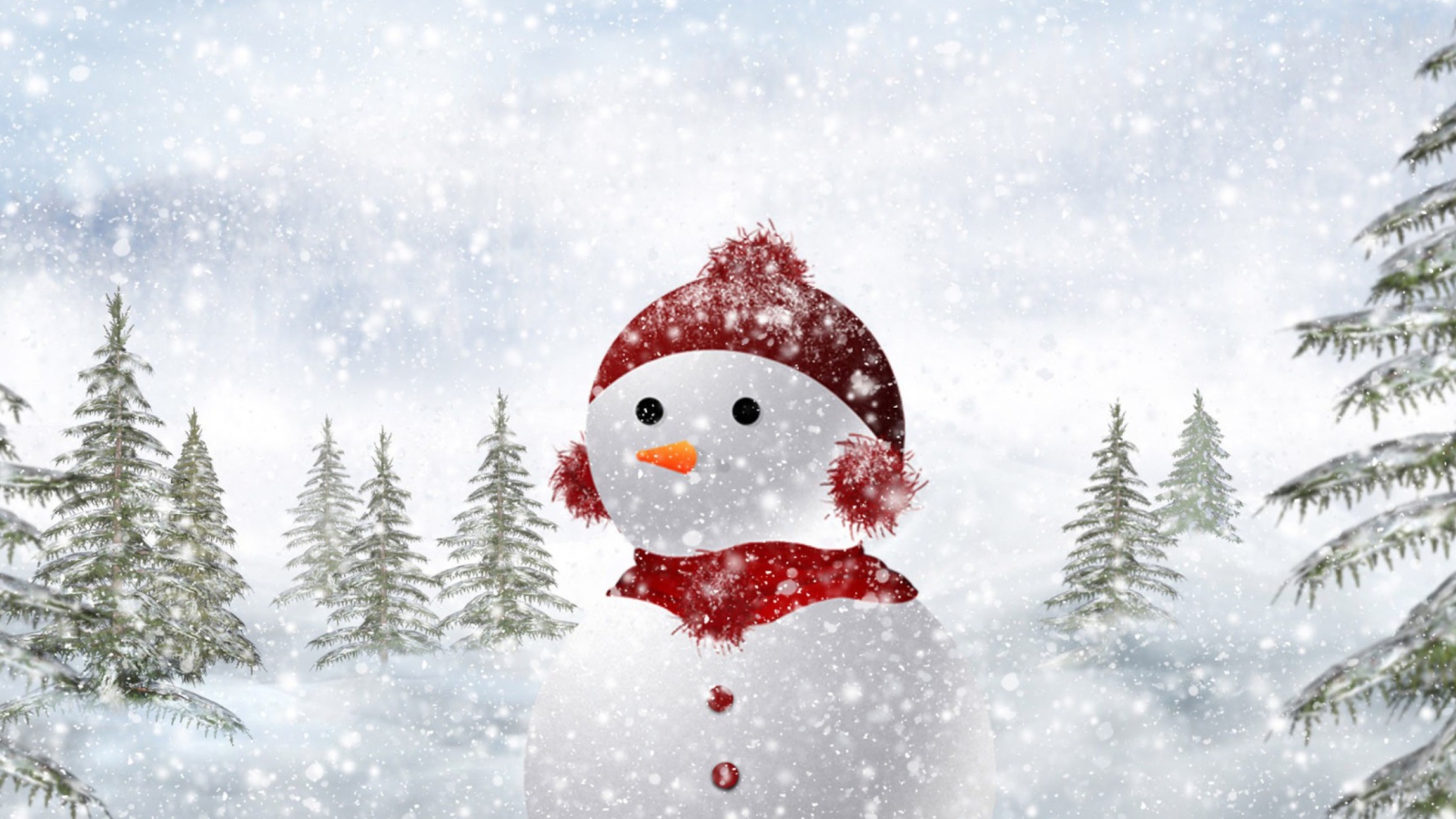 Das Snowman In Snow Wallpaper 1600x900