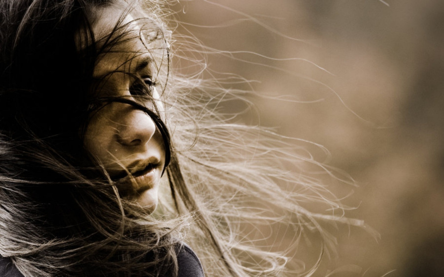 Beautiful Girl With Windy Hair screenshot #1 1680x1050