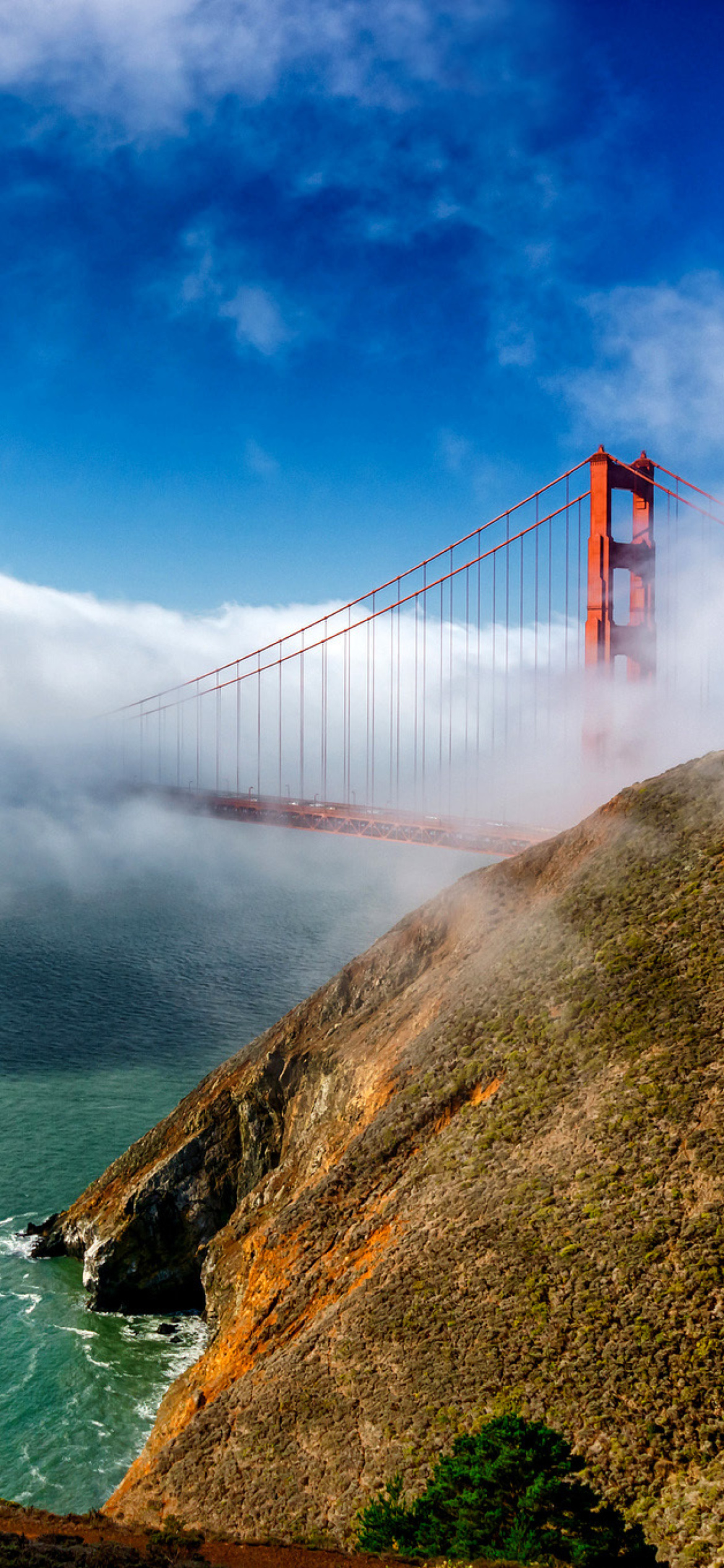 Golden Gate Bridge in Fog wallpaper 1170x2532