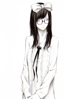 Sketch Of Girl Wearing Glasses And Bow screenshot #1 240x320