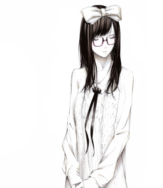 Sketch Of Girl Wearing Glasses And Bow - Obrázkek zdarma pro iPhone 5C