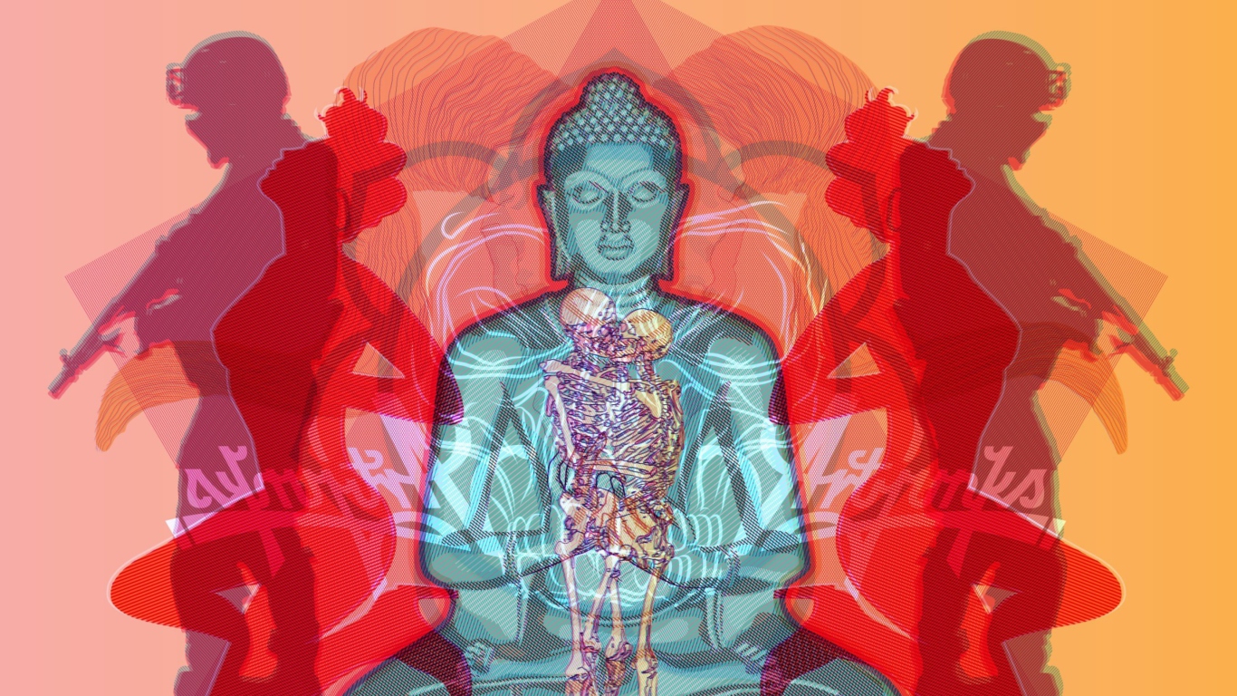Обои Buddha Creative Illustration 1366x768