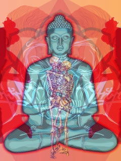 Das Buddha Creative Illustration Wallpaper 240x320