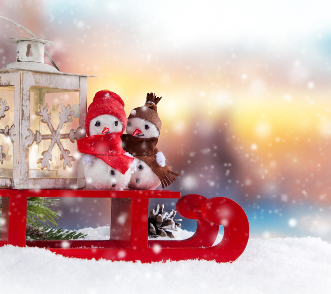 Das Snowman Christmas Figurines Decoration Wallpaper 1080x960