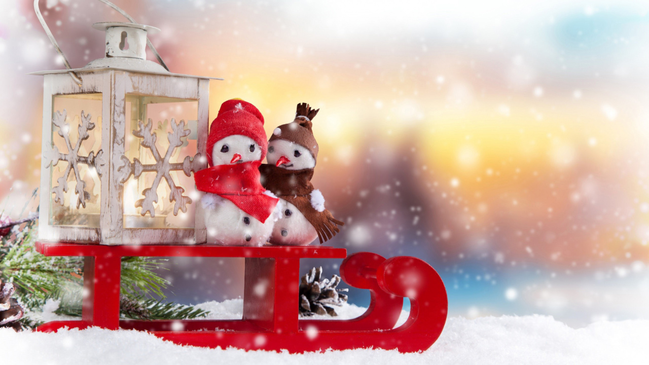 Sfondi Snowman Christmas Figurines Decoration 1280x720