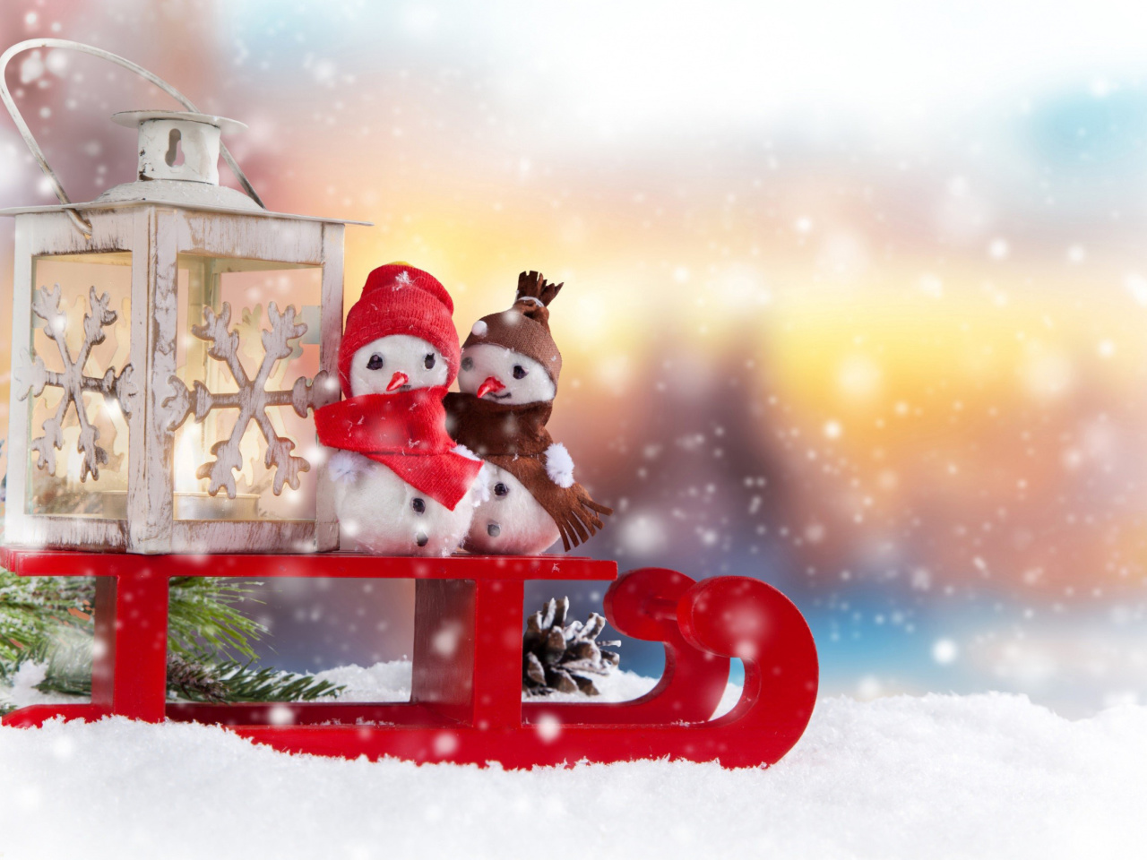 Das Snowman Christmas Figurines Decoration Wallpaper 1280x960