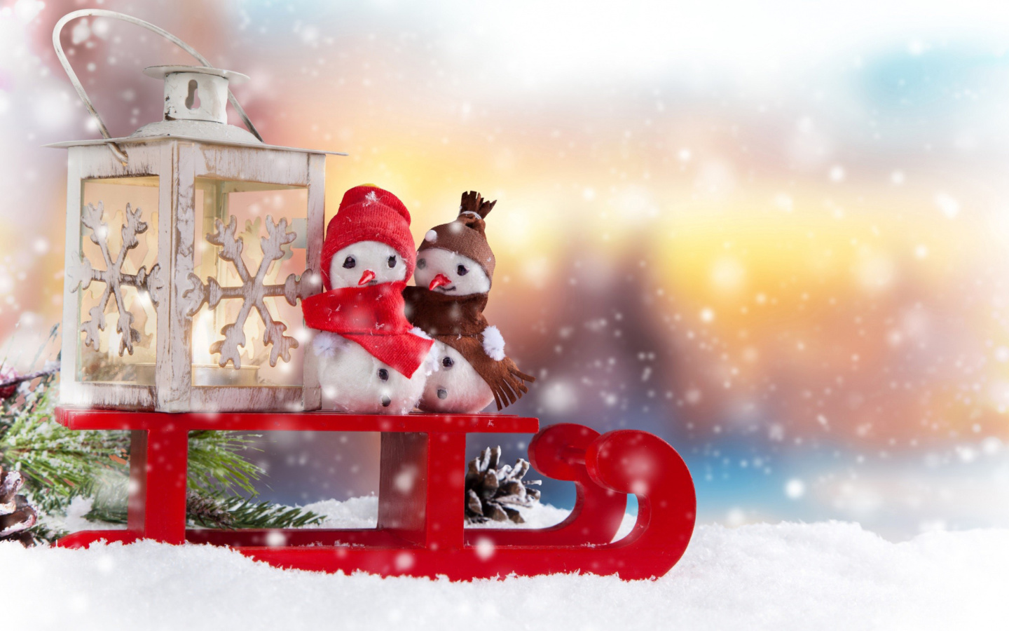 Snowman Christmas Figurines Decoration wallpaper 1440x900