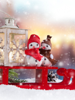 Das Snowman Christmas Figurines Decoration Wallpaper 240x320