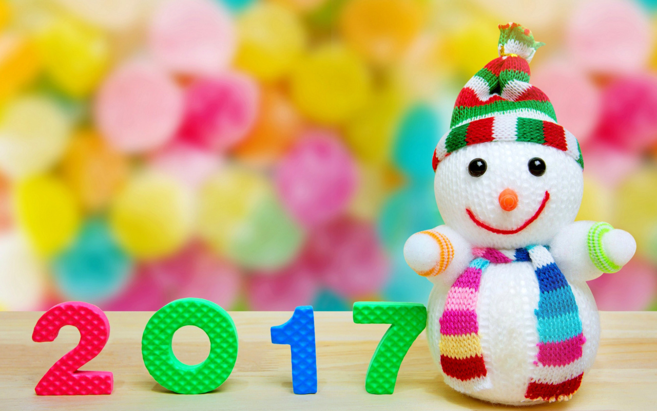 Обои 2017 New Year Snowman 1280x800