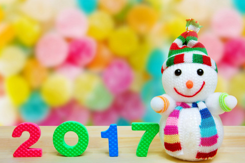 2017 New Year Snowman wallpaper 480x320